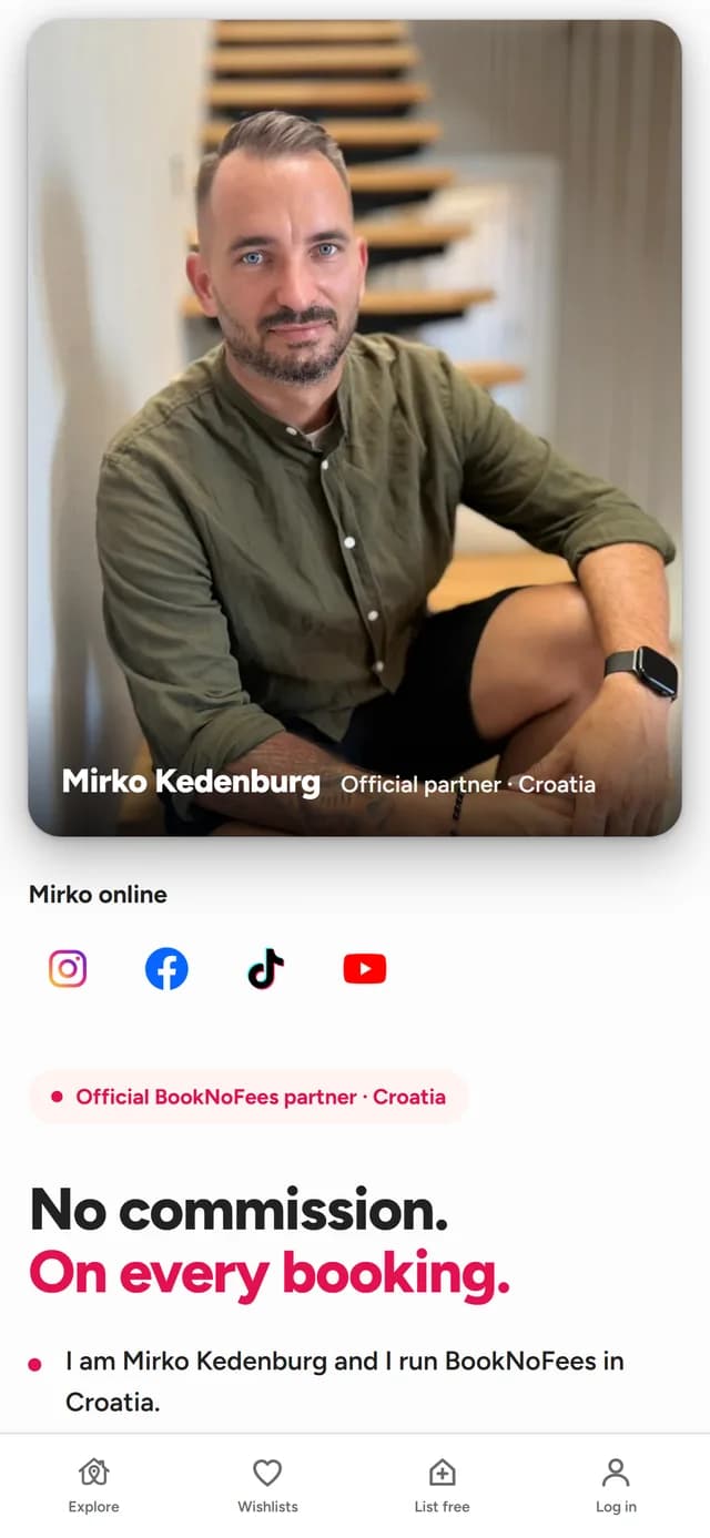 Stránka partnera v aplikaci BookNoFees